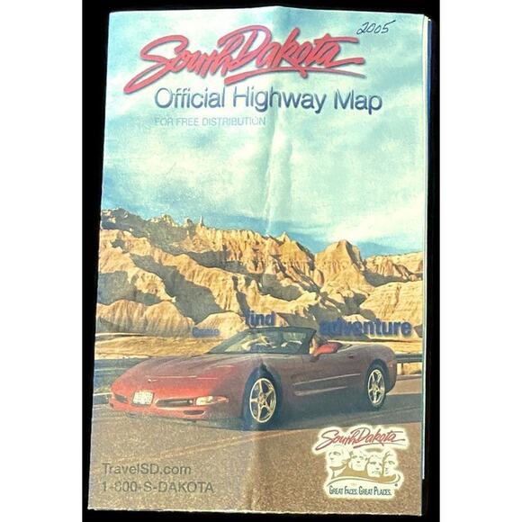 2005 South Dakota State Map Official Highway Vacation Travel Visitor Guide - Picture 1 of 4